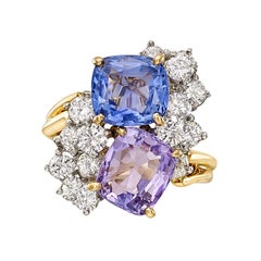 Oscar Heyman Multicolored Sapphire & Diamond Twin Ring