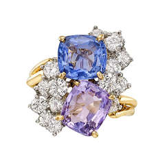 Oscar Heyman Multicolored Sapphire & Diamond Twin Ring 2