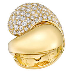 Cartier Diamond Pave Gold Bypass Ring