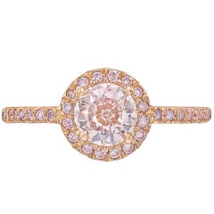 Fancy GIA Cert Brownish-Pink Diamond Gold Ring