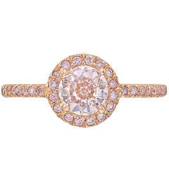 Fancy GIA Cert Brownish-Pink Diamond Gold Ring 8
