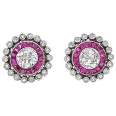 Ruby Diamond Cluster Earstuds
