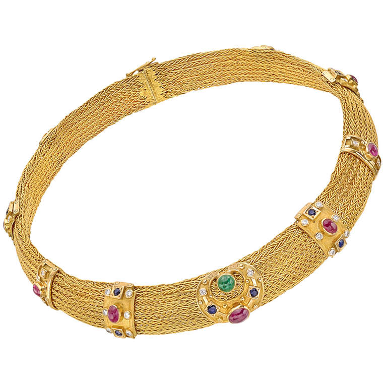 Lalaounis Gem-Set and Gold Tudor Collar Necklace