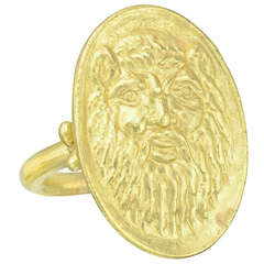 Gold Lion Mask Ring
