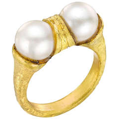 Gold Twin Pearl Ring