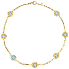 Bielka Gold & Blue Topaz Sunflower Necklace