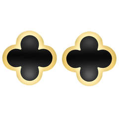 Van Cleef & Arpels Gold & Black Onyx "Alhambra" Earclips
