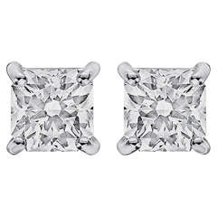 Radiant-Cut Diamond Stud Earrings 2.24 Total Carat Weight