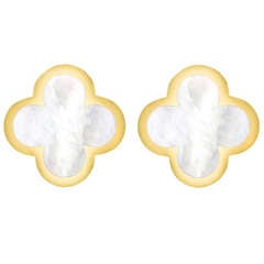 Van Cleef 
Arpels Gold 
Mother-of-Pearl "Alhambra" Earclips