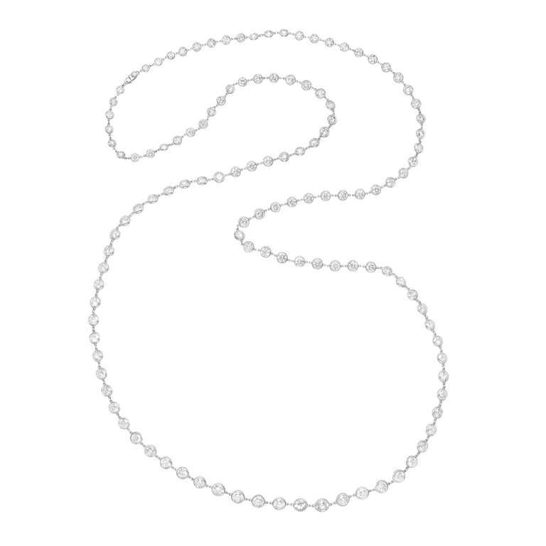 Bezel-Set 50 Carats of Diamonds Chain Long Necklace