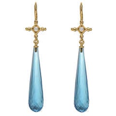 Bielka Blue Topaz & Diamond Pendant Earrings