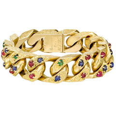 Boucheron Gold Gem-Set Curb-Link Bracelet
