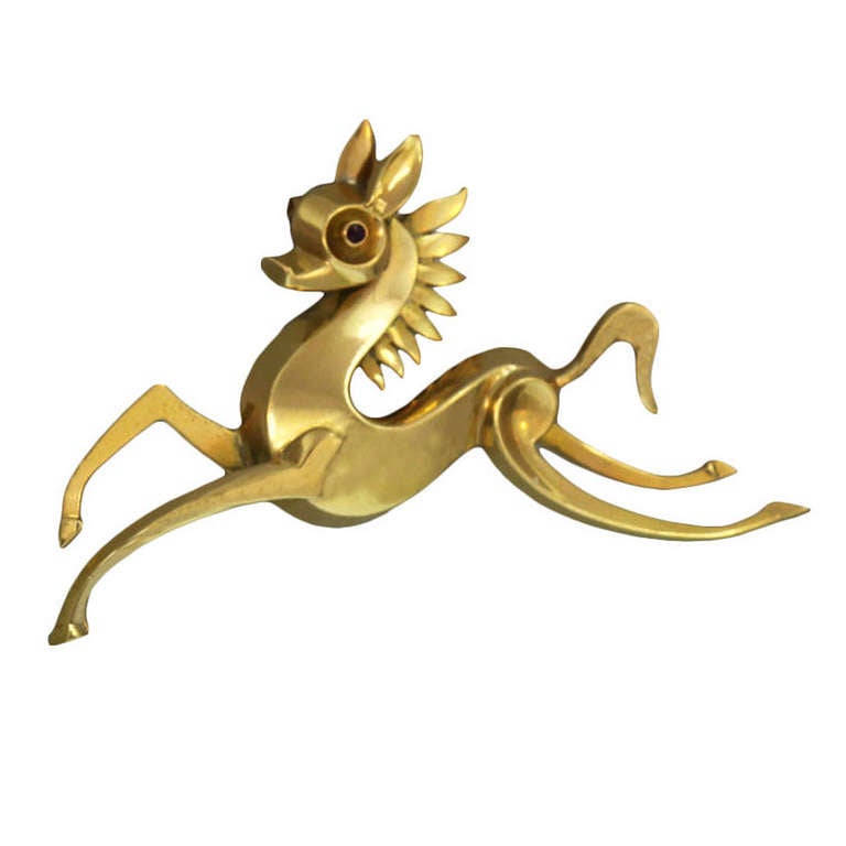 Retro Gold Horse Brooch