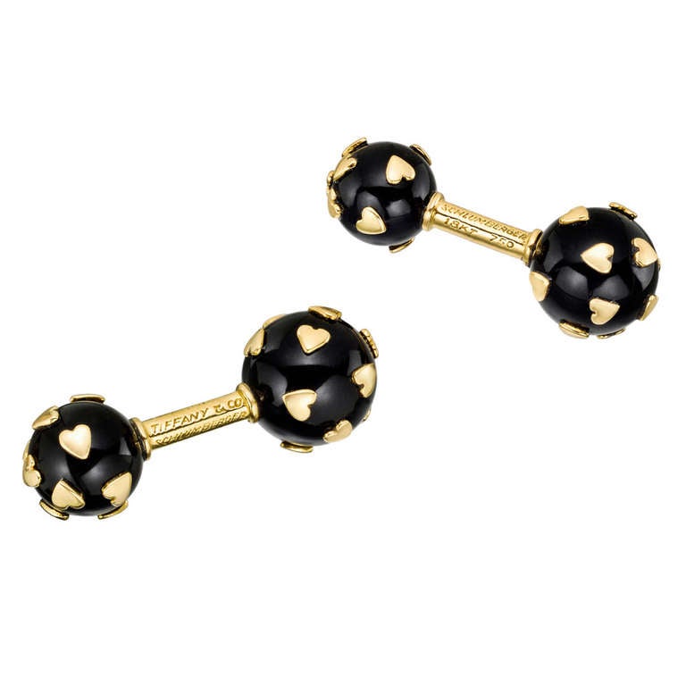 Tiffany & Co. Schlumberger Onyx Gold Cufflinks