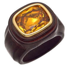 Seaman Schepps Carved Rosewood & Citrine Ring