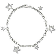 Tiffany & Co. Platinum & Diamond Star Charm Bracelet