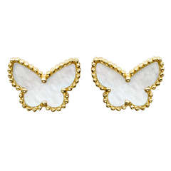 Van Cleef & Arpels Gold & Mother-of-Pearl "Sweet Alhambra" Butterfly Earstuds