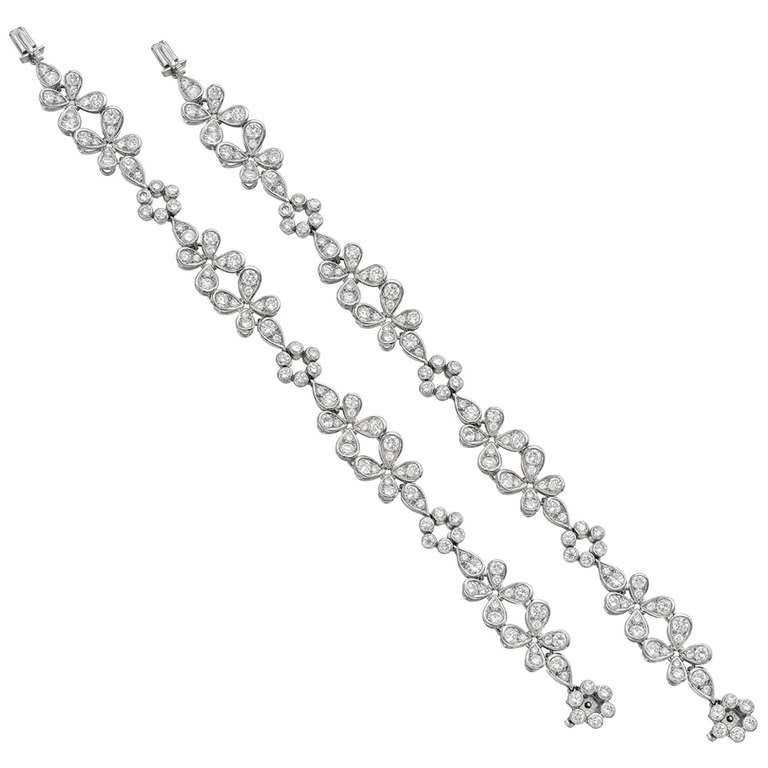 Cartier ​Pair of Diamond Flower Link Bracelets