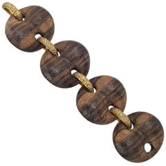 Antonio Miletto Pave Diamond and Wide Wood Link Bracelet