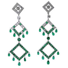 Boucheron Emerald Diamond Chandelier Earrings