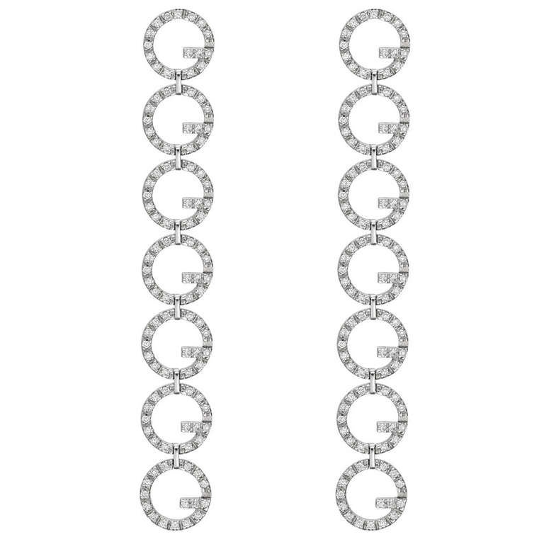 Gucci  Diamond White Gold Drop Earrings For Sale