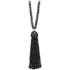 Ivanka Trump Lange Schwarze Diamant Perlen Quaste Halskette