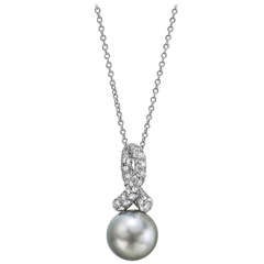 Mauboussin Black Pearl & Diamond Drop Pendant Necklace