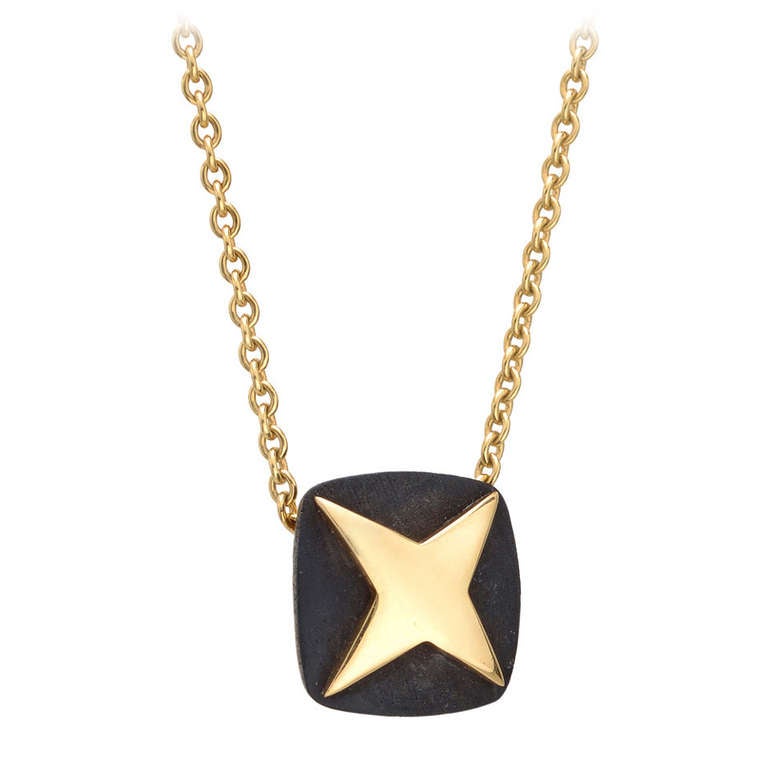 Mauboussin Gold and Ebony Cushion-Shaped Star Pendant