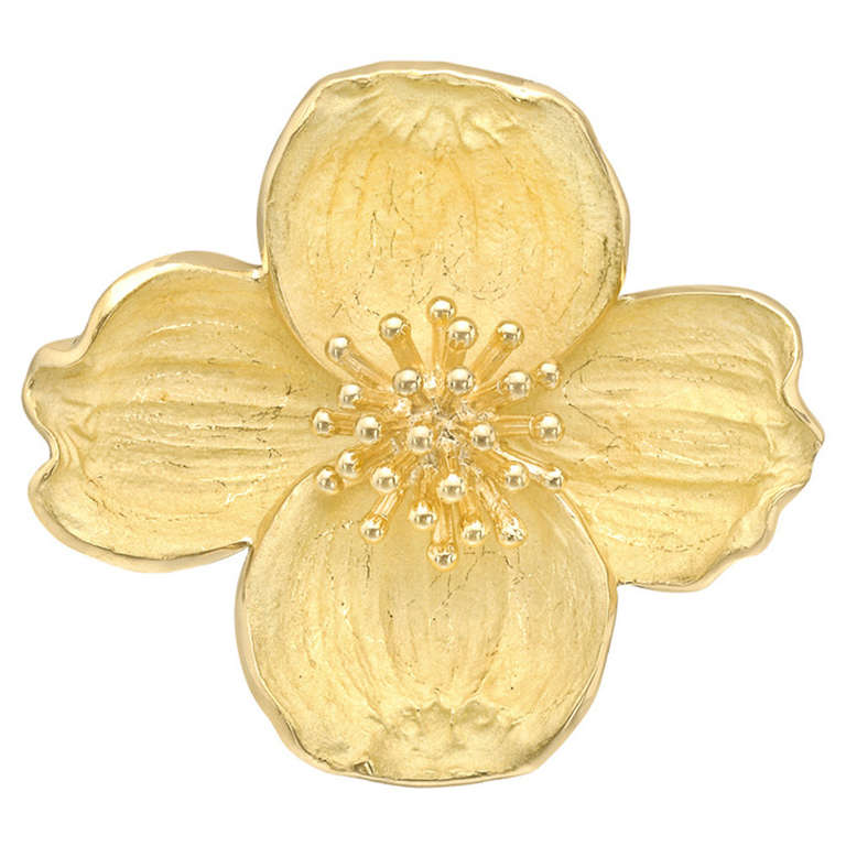 Tiffany & Co. Gold Dogwood Flower Pin