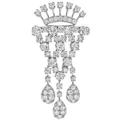Tiffany & Co. Diamond Platinum Drop Brooch 9