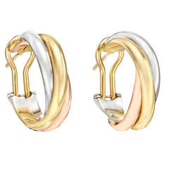 Cartier ​Tri-Colored Gold Trinity Hoop Earrings