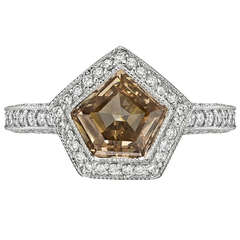 Pentagonal Fancy Brown and White Diamond Ring