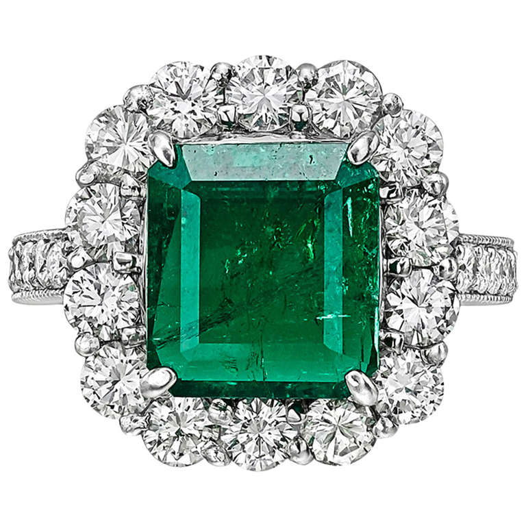 3.52 Carat Emerald Diamond Ring at 1stDibs