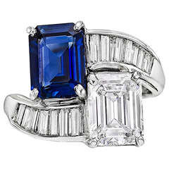 Sapphire Diamond Bypass Ring