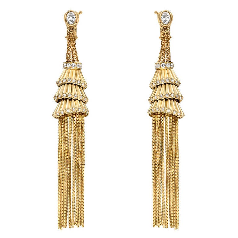 Boucheron ​Diamond Gold Frou Frou Tassel Earrings