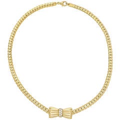 Fred Paris Diamond Gold Bow Necklace