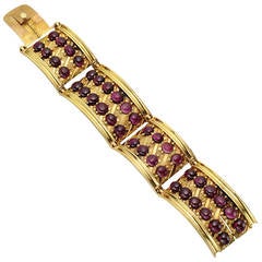 French Gold & Rubellite Panel Bracelet
