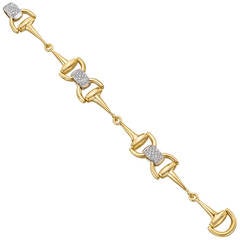Nicolis Cola Diamond Gold Stirrup Link Bracelet