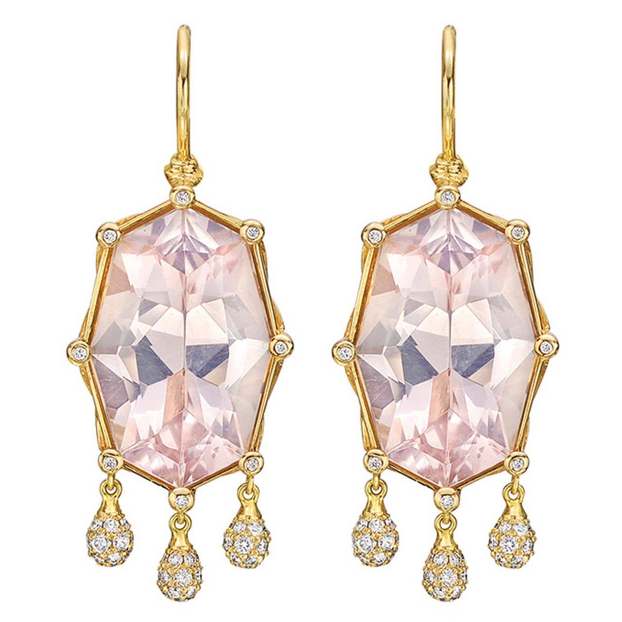 Otto Jakob Pink Rock Crystal & Diamond "Shashee" Earrings