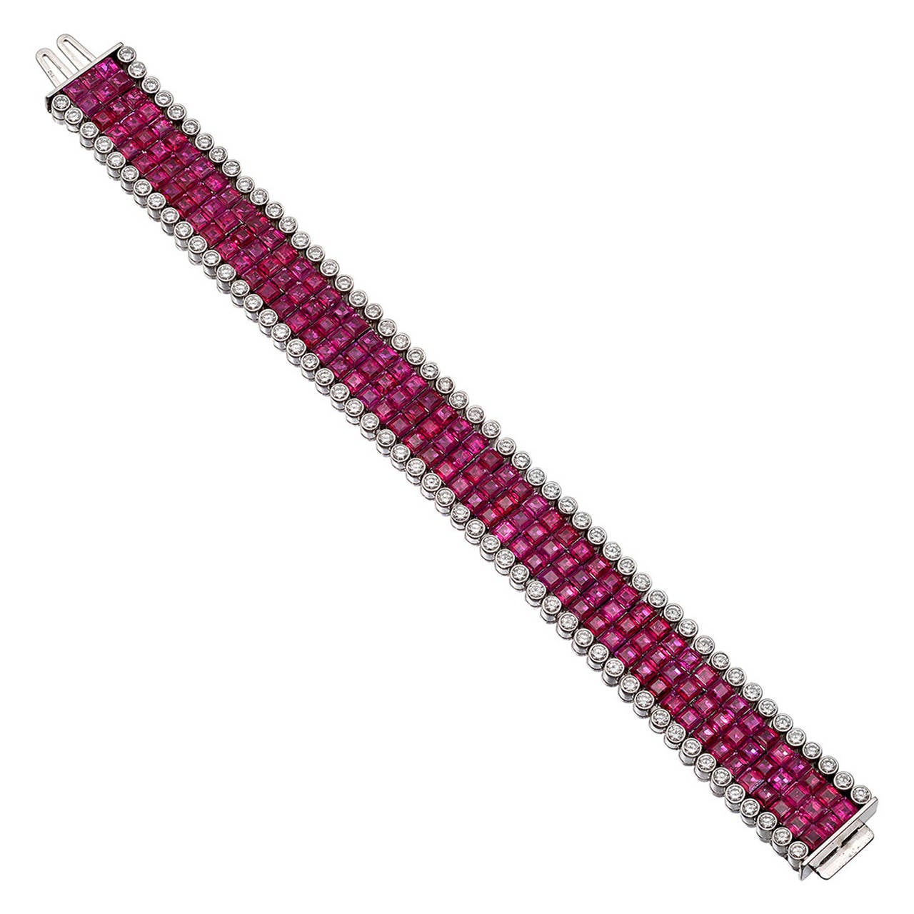 Van Cleef & Arpels Invisibly-Set Ruby Diamond Bracelet