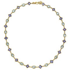 Temple St. Clair Aquamarine & Iolite Chain Necklace