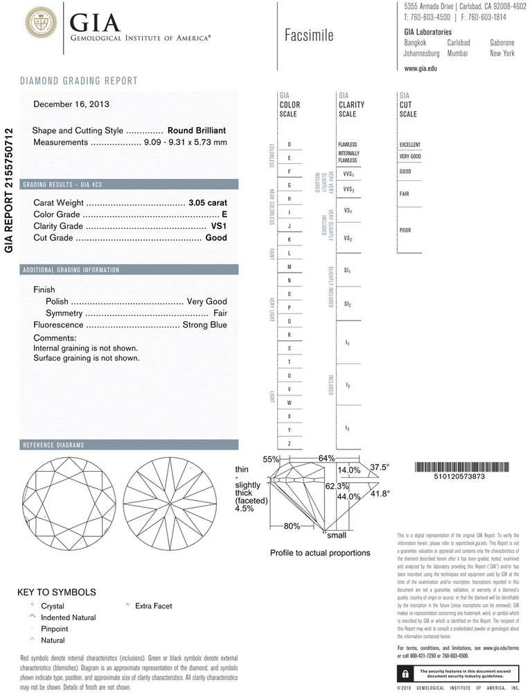 Diamond engagement ring, centering on a round brilliant cut diamond weighing 3.05 carats, with two pear-shaped diamond shoulders weighing 0.32 total carats, mounted in platinum, numbered 76659, signed Cartier. Accompanied by a GIA certificate for