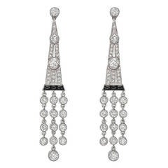 Diamond & Black Onyx Chandelier Earrings