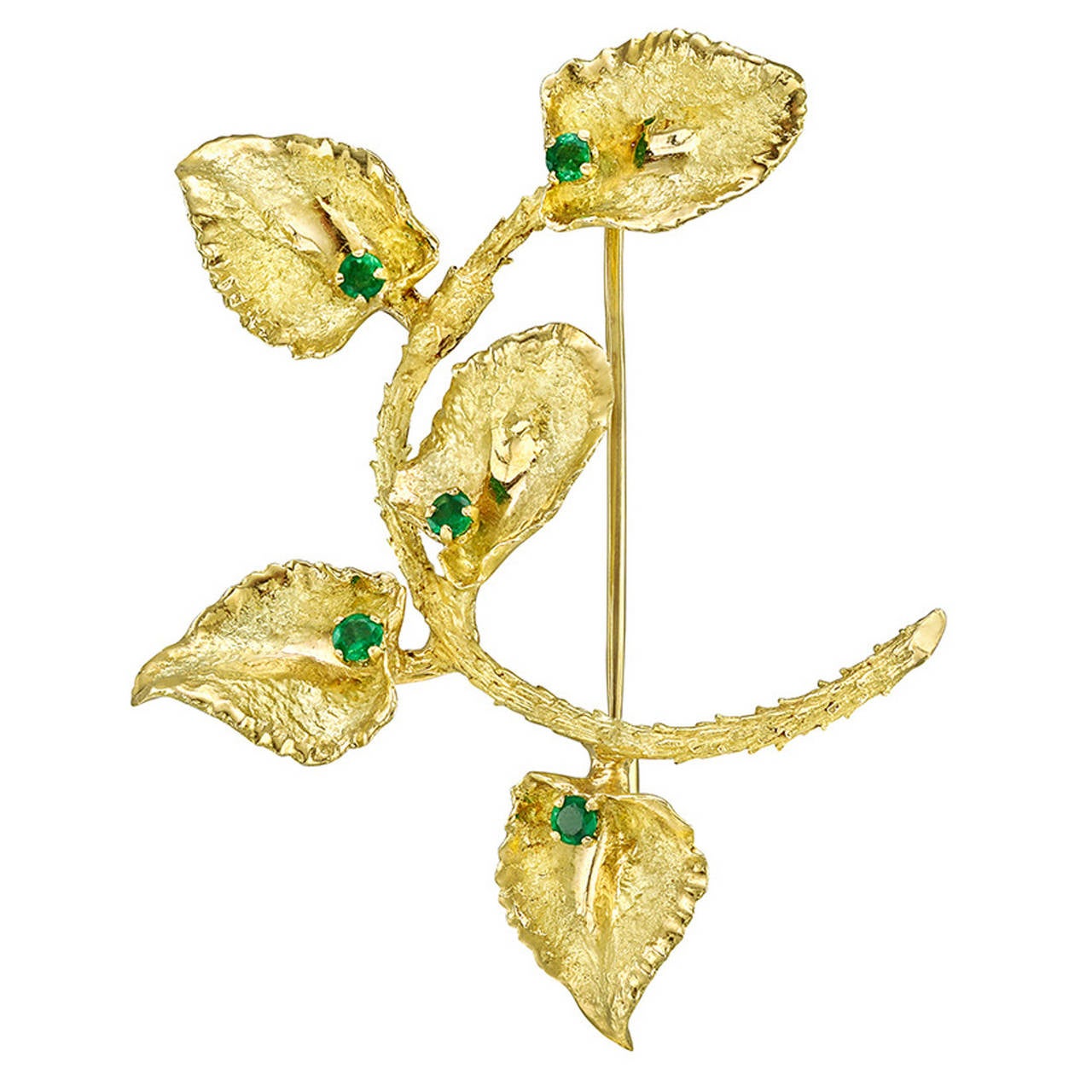 Boucheron Emerald Gold Leafy Vine Pin