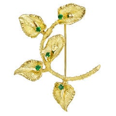 Boucheron Emerald Gold Leafy Vine Pin