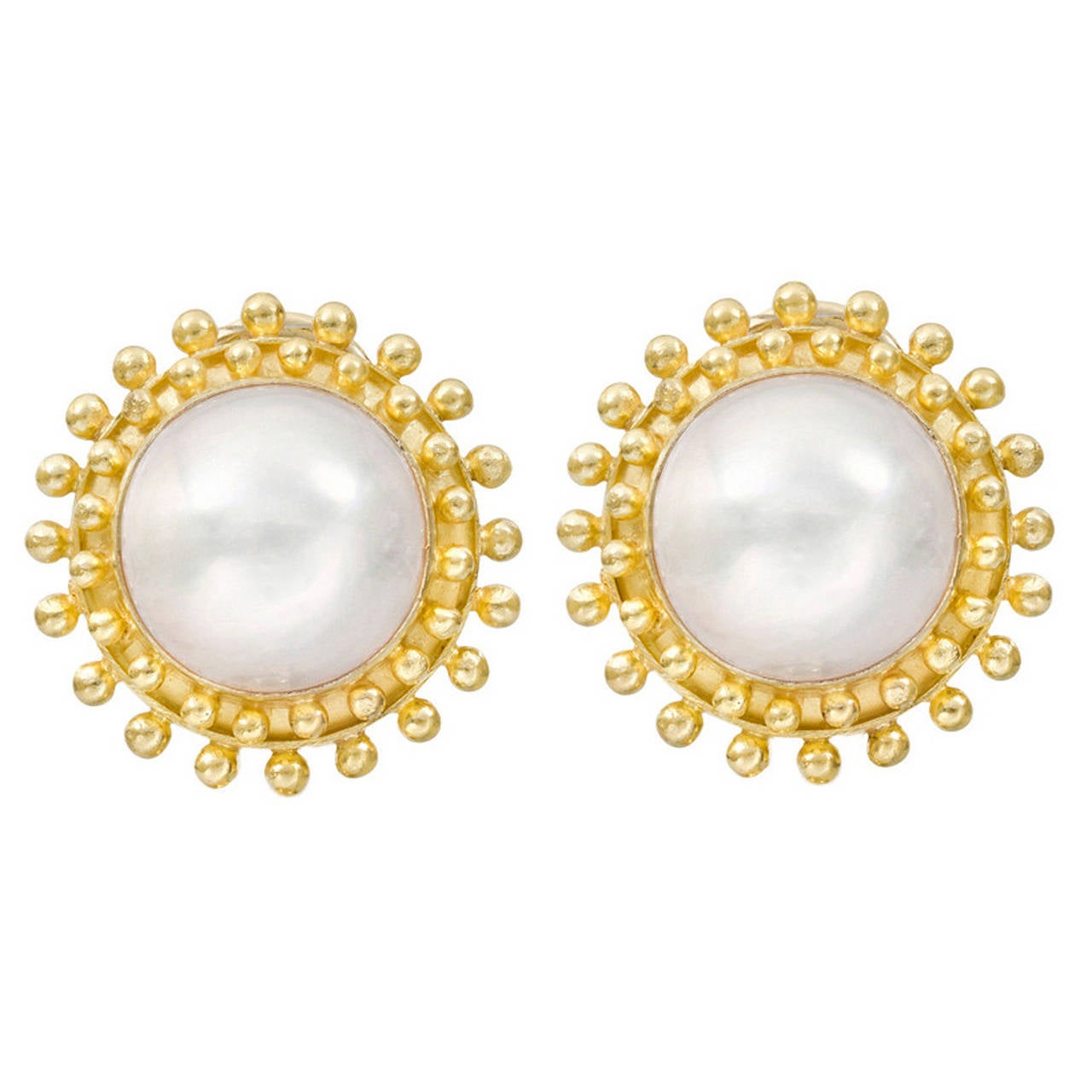 Elizabeth Locke Mabe Pearl Gold Earrings