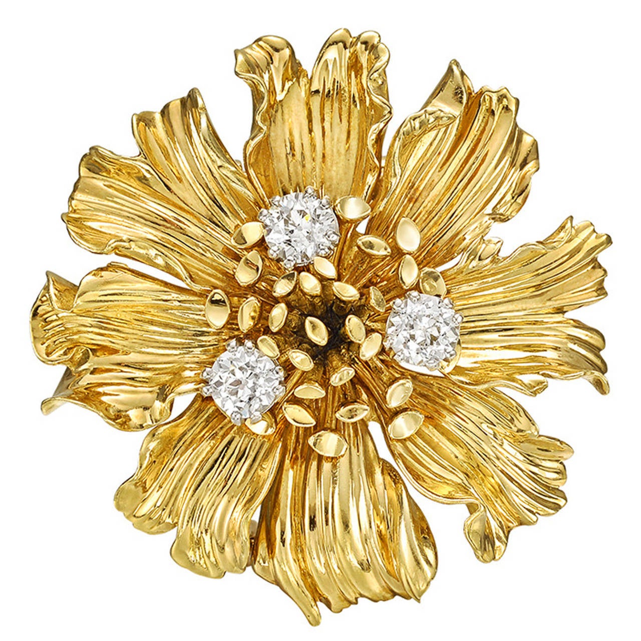 Raymond C. Yard Gold Diamond Flower Pin