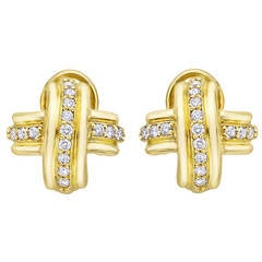 Tiffany & Co. ​Medium Diamond Gold Signature "X" Earrings