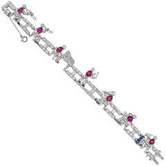 Late Art Deco Gem-Set Orchestra Charm Bracelet