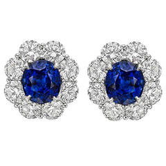 Sapphire Diamond Cluster Earrings